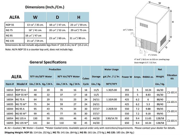 NDP55 - UNDER COUNTER ICE MAKER