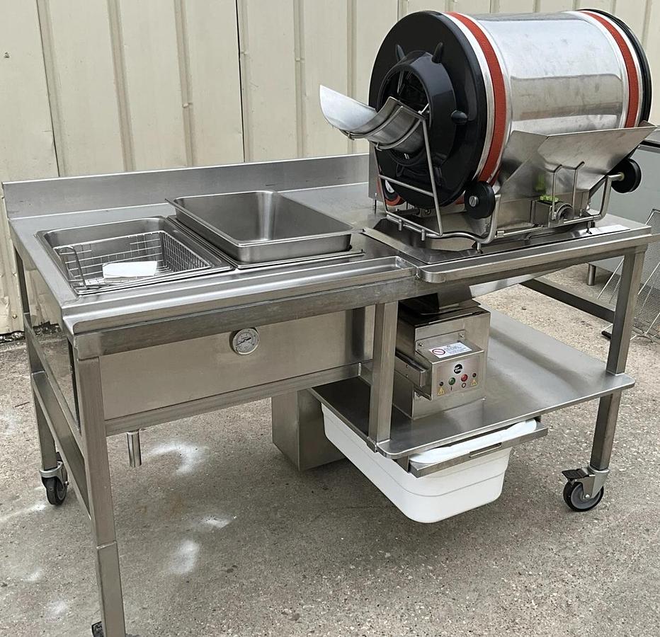 Used Ayrking breading station BBSU ice down with tumbler 5004706 Drum Roll Breader
