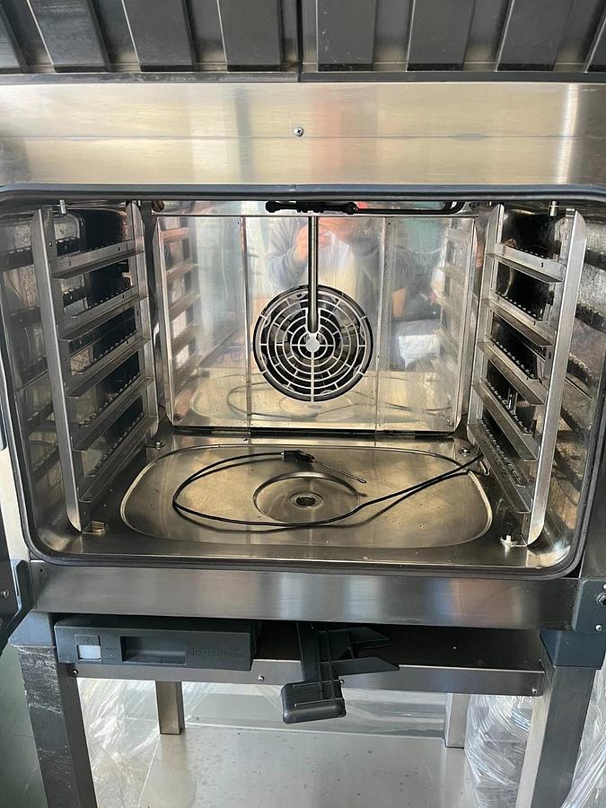 Used Unox Convection Oven w/Ventless Hood, slightly used 208/240v on rolling cart