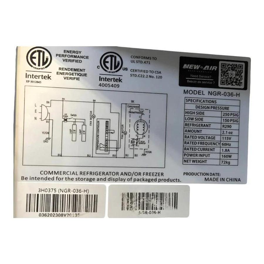 Used New Air NGR-036-H Upright Refrigerator - 1 Glass Door -WARRANTY