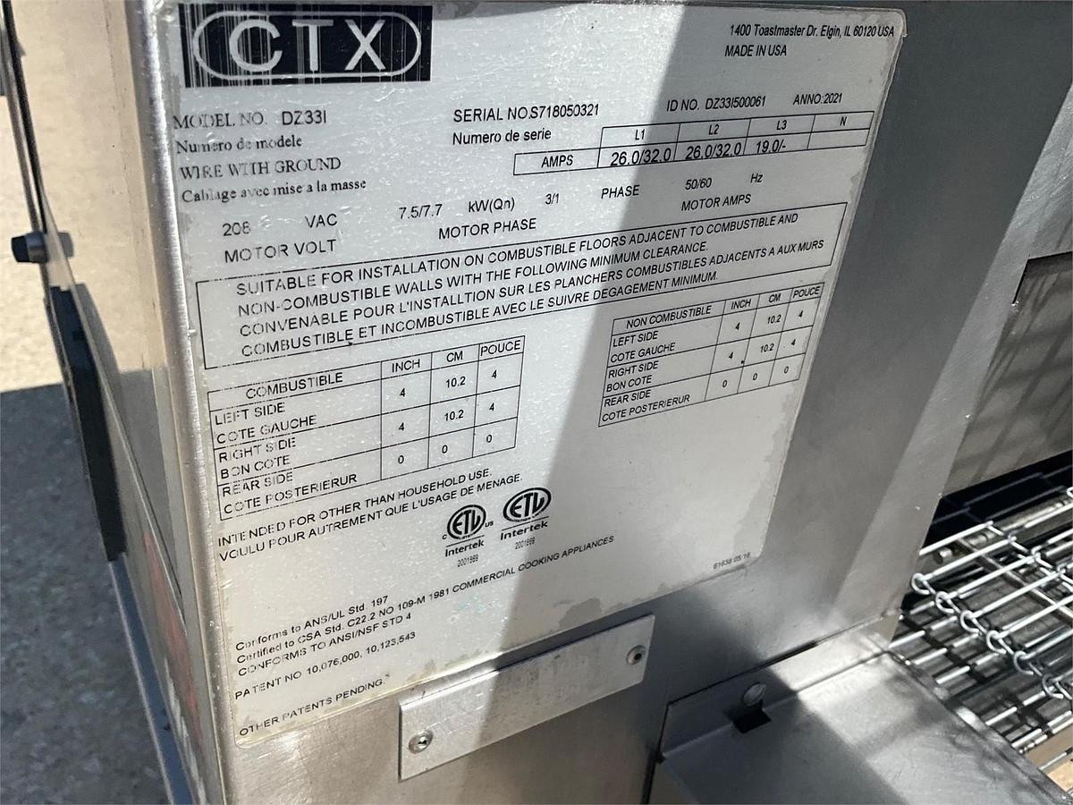 Used 2021 CTX conveyor oven double stack with stand