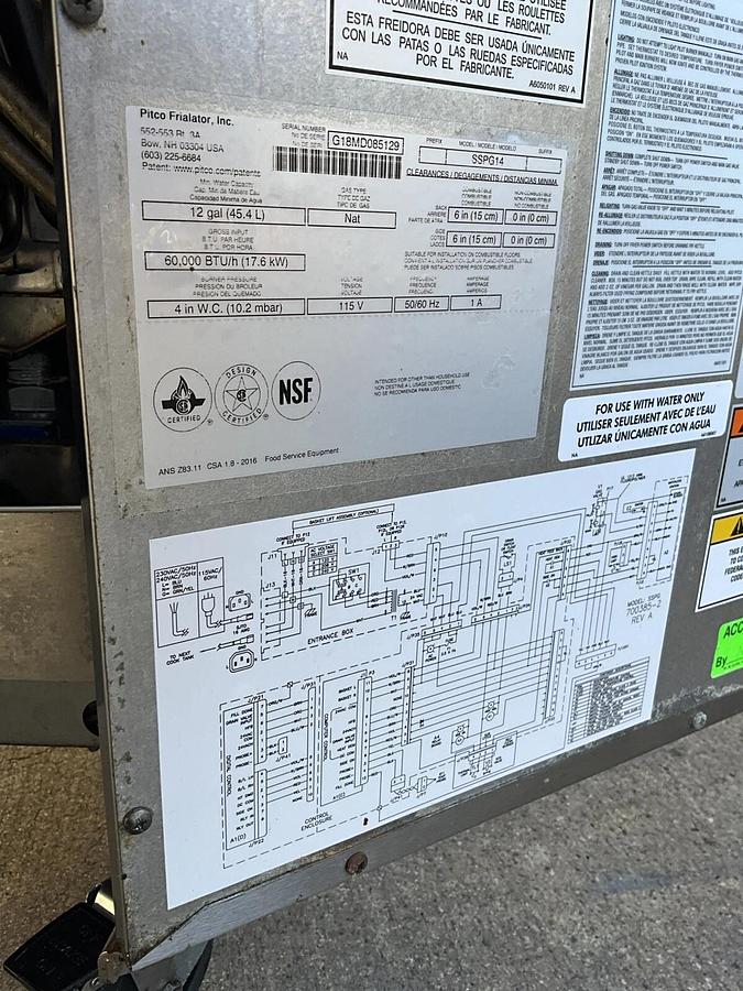 Used 2018 Pitco Fryer SSPG14 gas 14 gal pasta seafood cooker Solstice boiler