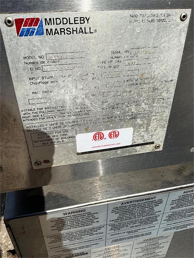Refurbished Middleby Marshall gas triple stack conveyor ovens