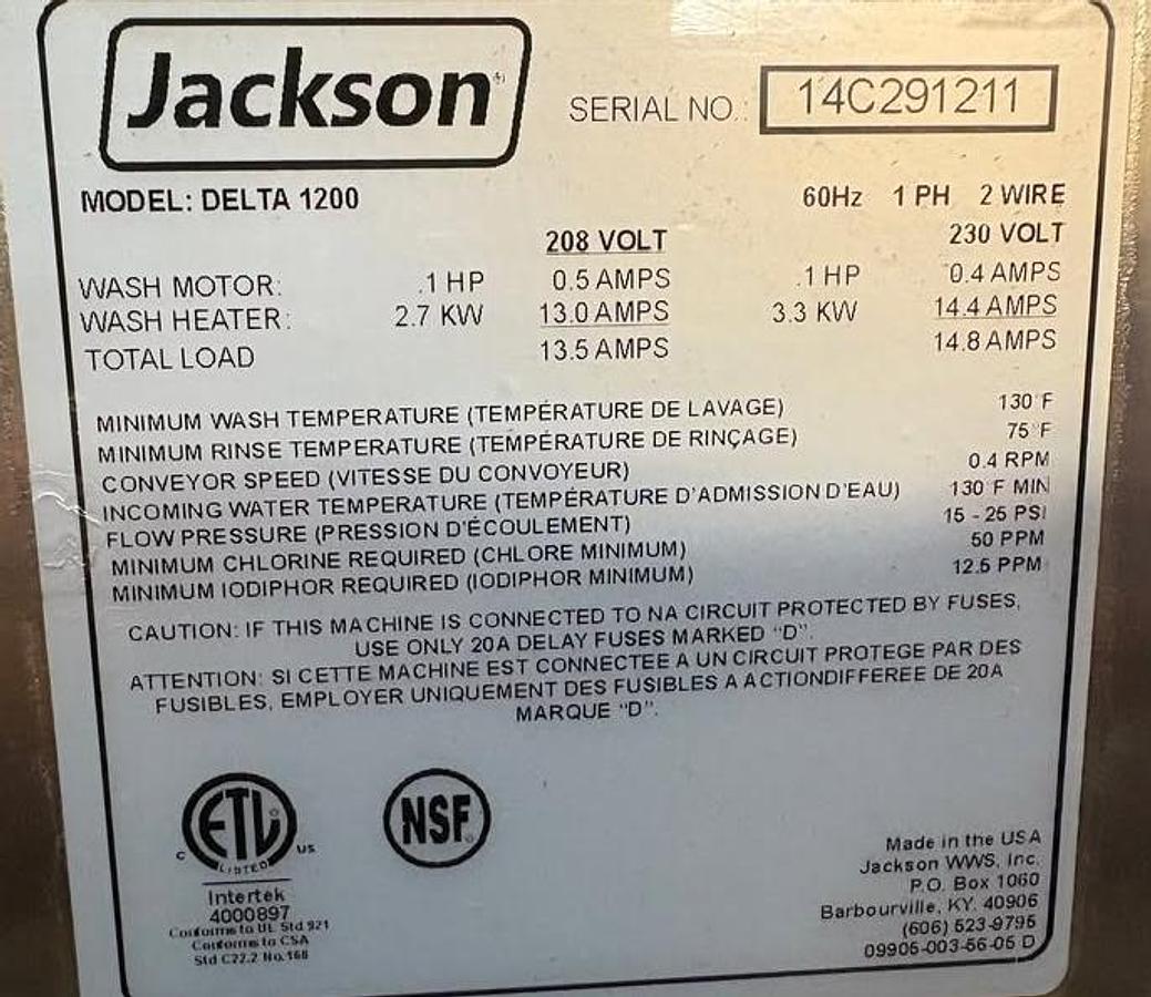 Used Jackson Rotary Glass Washer