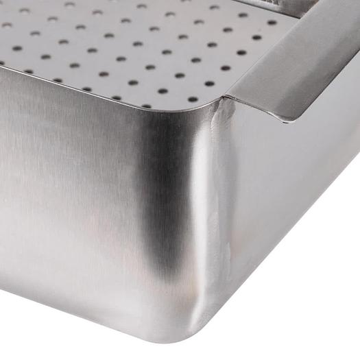 19 1/2" x 19 1/2" x 4" 18-Gauge Stainless Steel Scrap / Pre-Rinse Basket with St