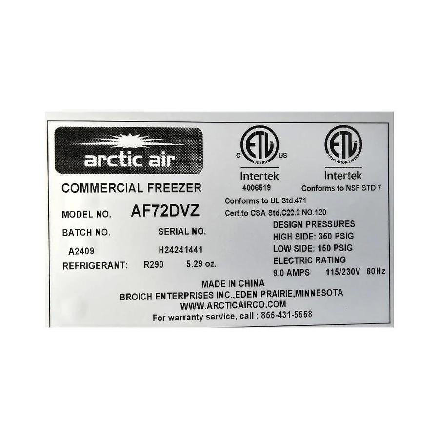 Used Arctic Air AF72DVZ Freezer r - 3 Door - WARRANTY