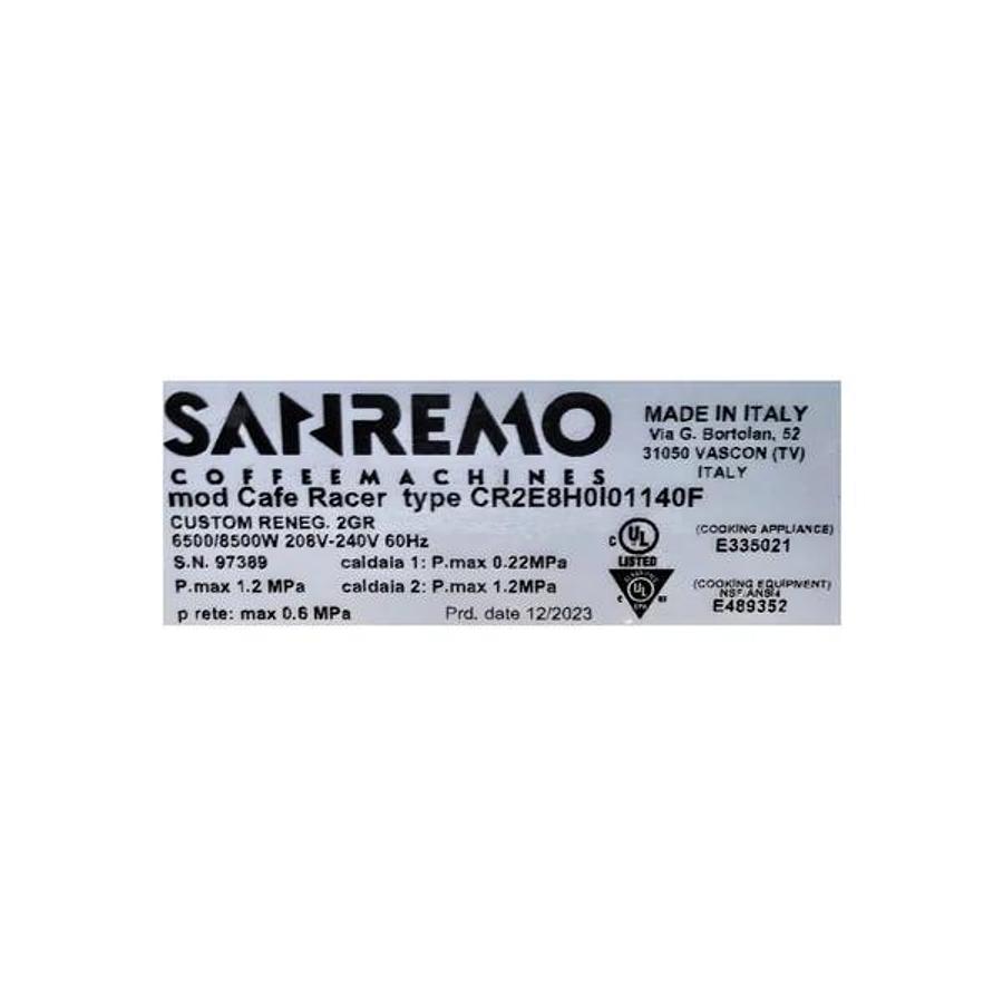 Sanremo Cafe Racer CR2E8H0I01140F Custom Renegade 2 Group Espresso Machine - Never Used