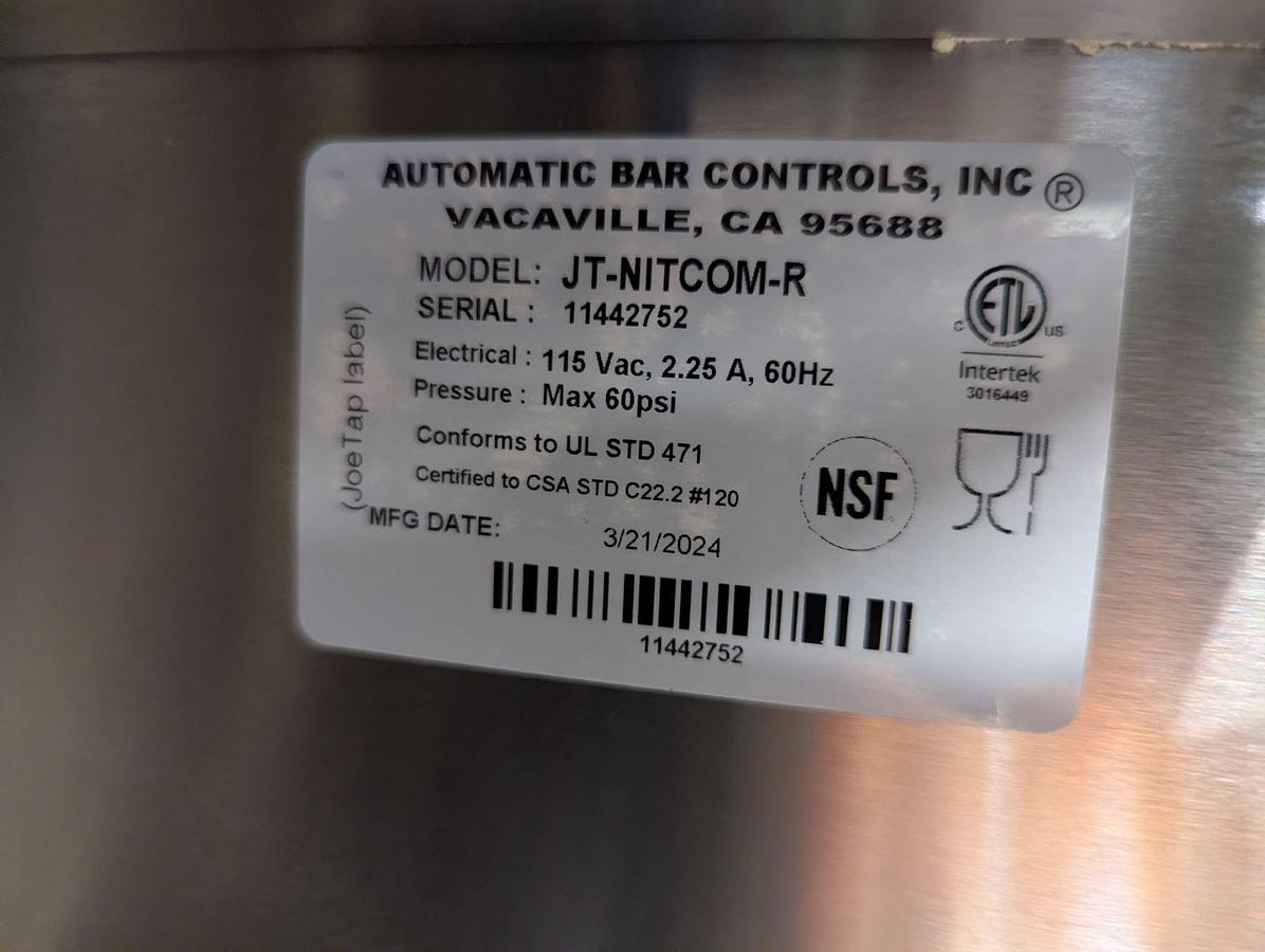 Used Automatic Bar Controls Joetap Nitro Cold Brew W/Nitrogen Generation System
