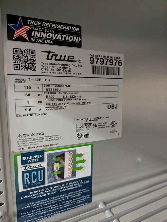 Used True T-49F-HC 54" Double Door Stainless Freeze