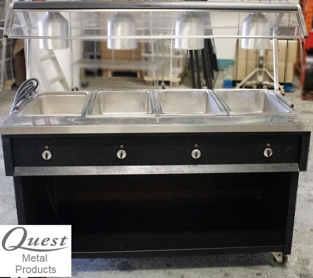 Used QUEST 4 WELL BUFFET STEAM TABLE W/ SNEEZE GUARD