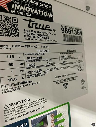 Refurbished 2 Door Glass Freezer | True | Model # GDM-43F-HC-TSL-01