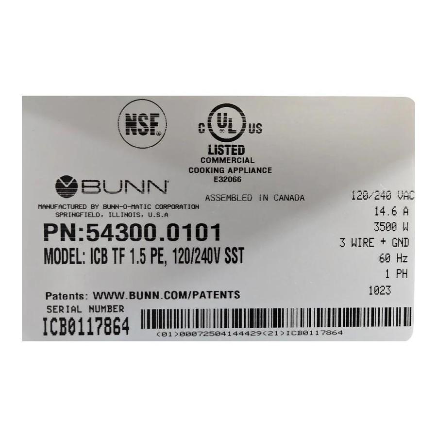 Used Bunn ICBTF 1.5 PE Coffee Brewer with Hot Water Tap- warranty