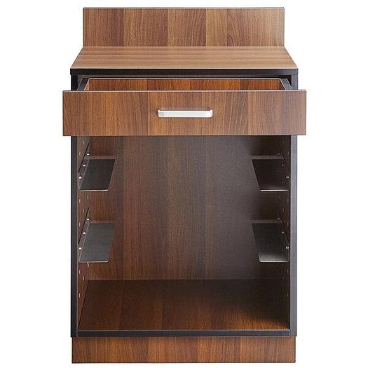 Used 24" Walnut Waitress Station with Drawer and 4 Adjustable Stainless Steel Rack Holders