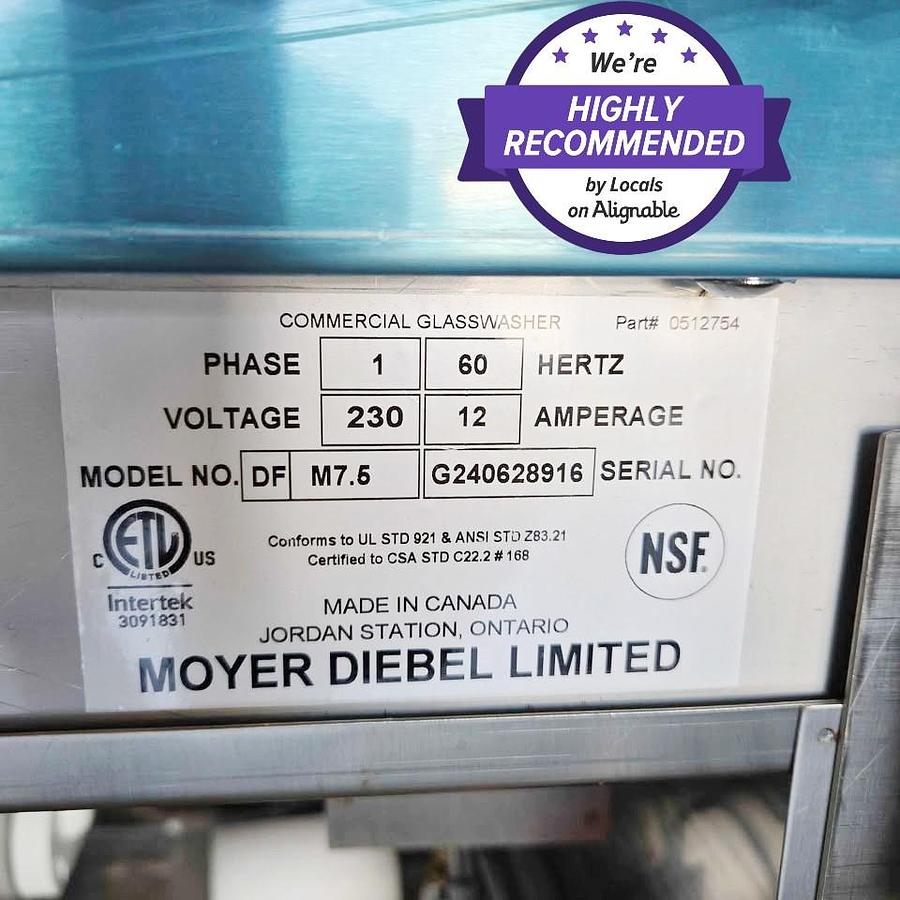 Used Rotary Bar Glasswasher - Moyer Diebel Dolfyn -1200 glasses per hour - BRAND NEW