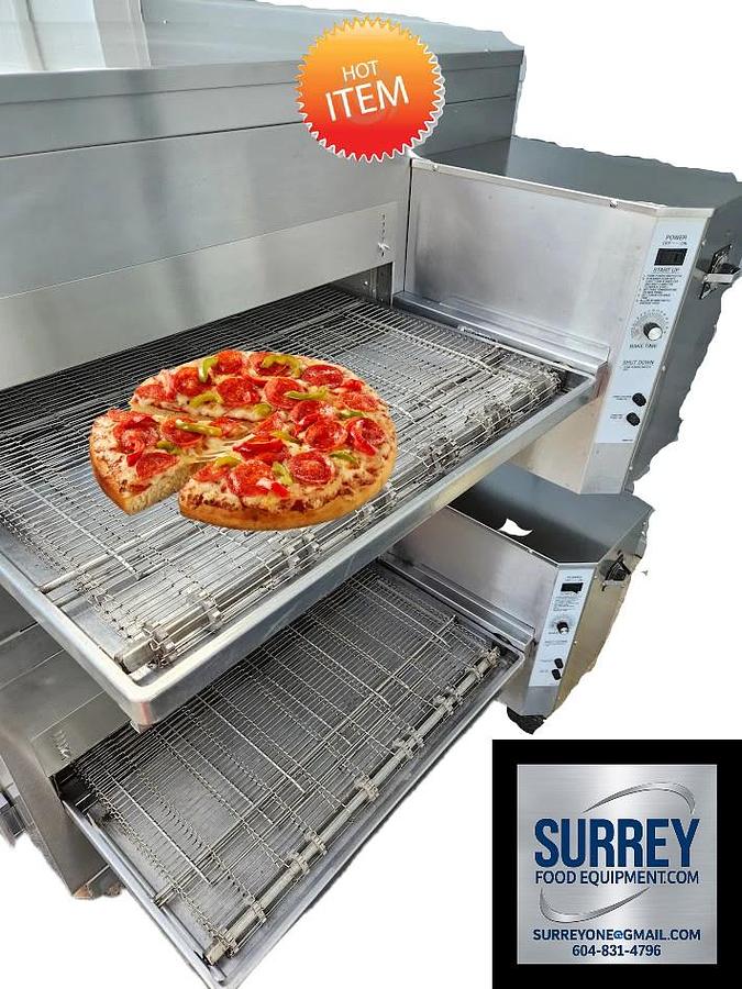 Used Lincoln Impinger 1450 Double Deck Gas Fired Conveyor Pizza Oven - 32" Belt