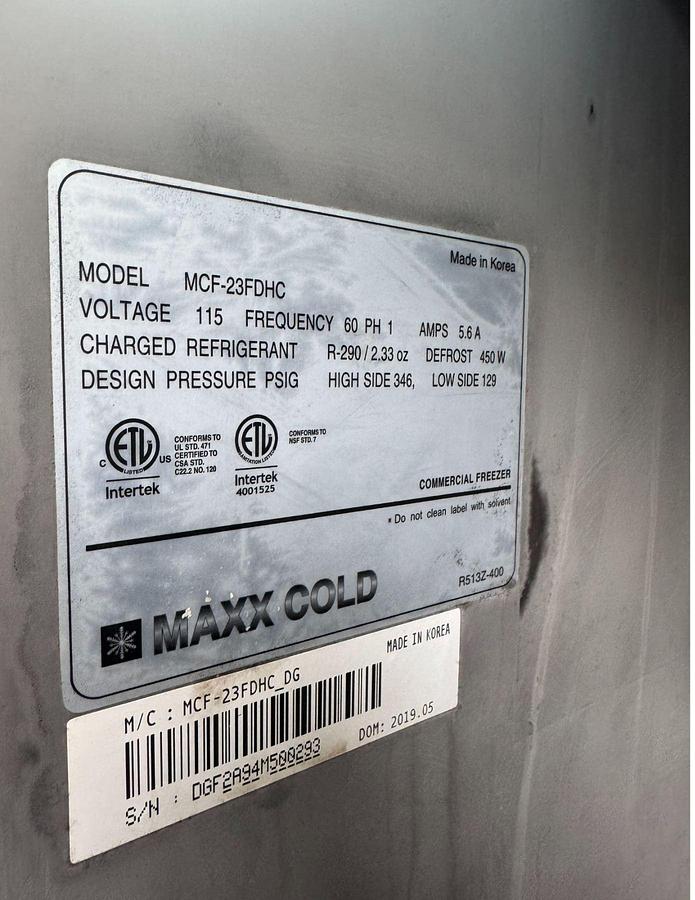 Used Maxx Cold Single Door Stainless Steel Freezer - Scratch & Dent - Model: MCF-23FDHC -SEE VIDEO