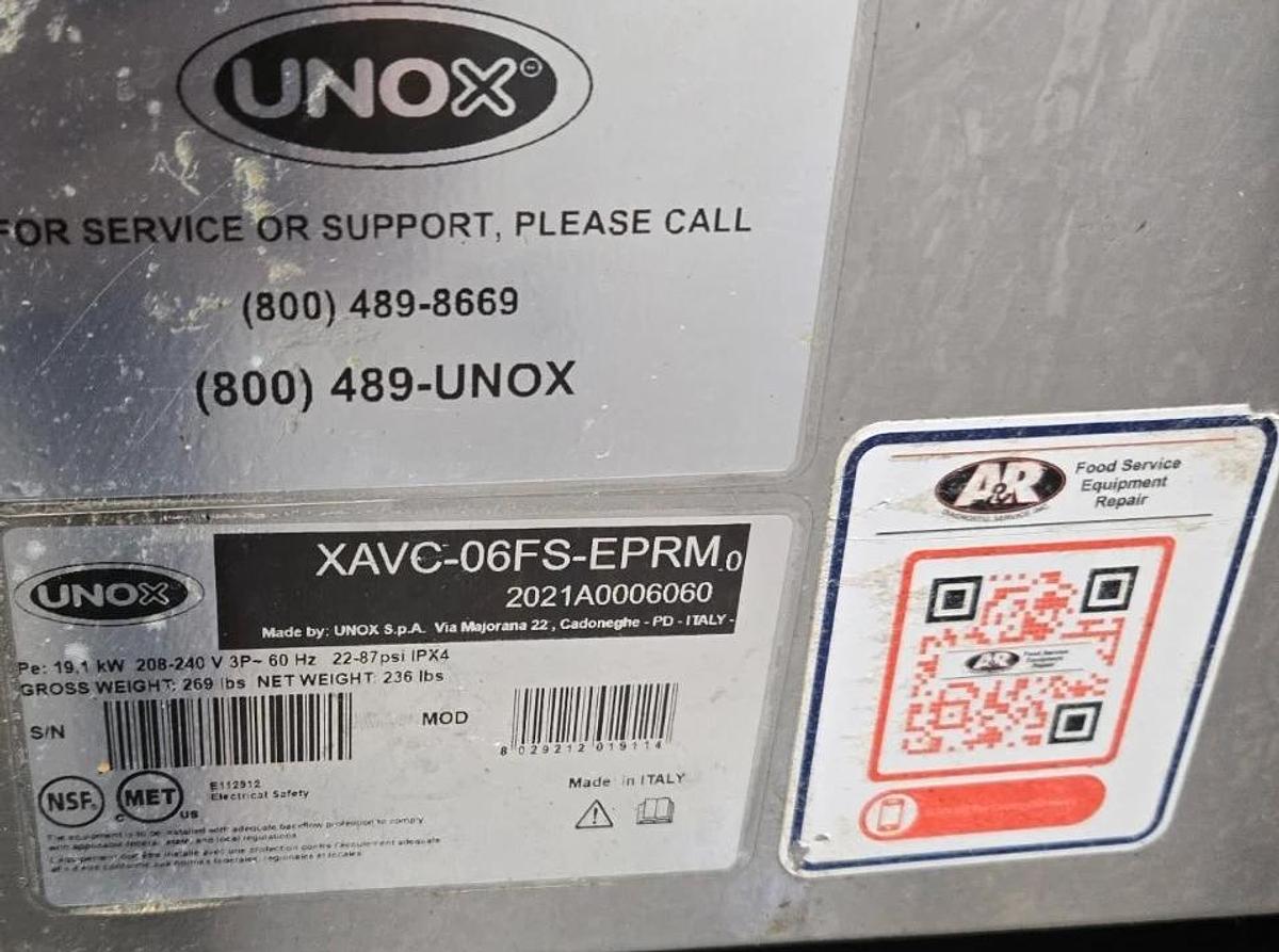 Used UNOX XAVC-06FS-EPRM Combi Oven w/ Ventless Hood & Stand 208-240V 3-Phase