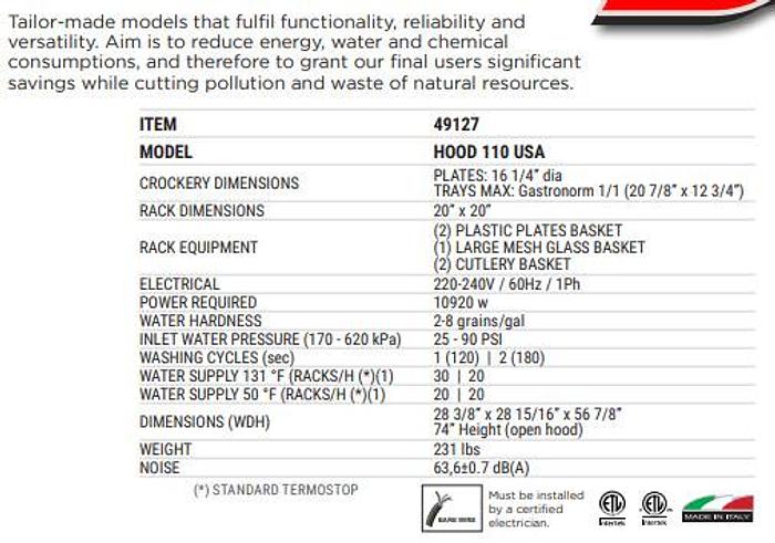 Kromo Pass Thru Dishwasher - Hi Temp