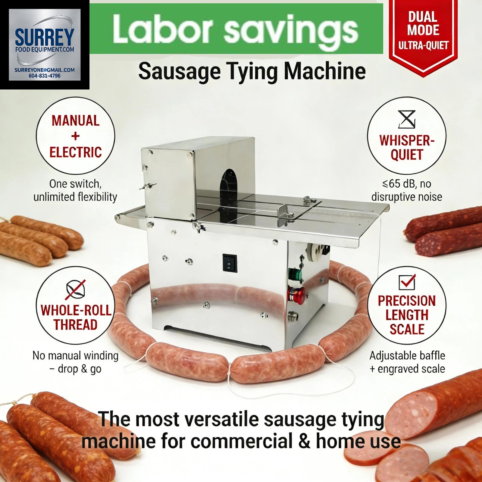 Used Commercial Manual/Auto Sausage Tying Machine Linker Twister Whole‑Roll Load