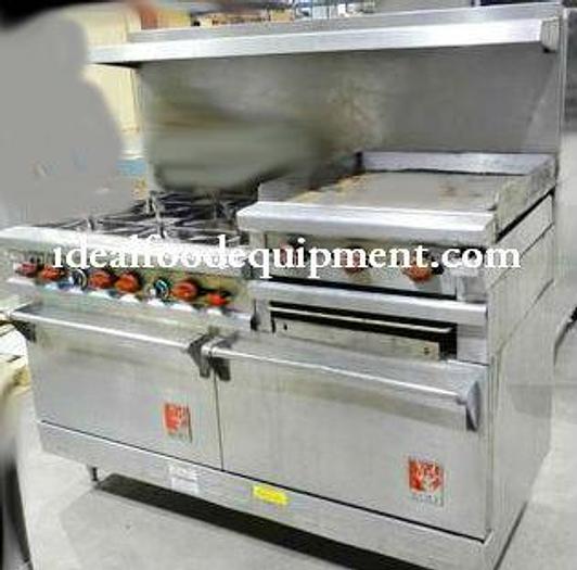 Used Wolf combo Gas range - 2 ovens - 6 burners - 24" flat top grill with broiler