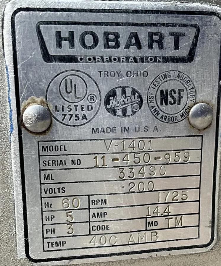 Used Hobart 140qt Dough mixer V1401 Pizza Bakery Planetary Floor Mixer Bowl hook