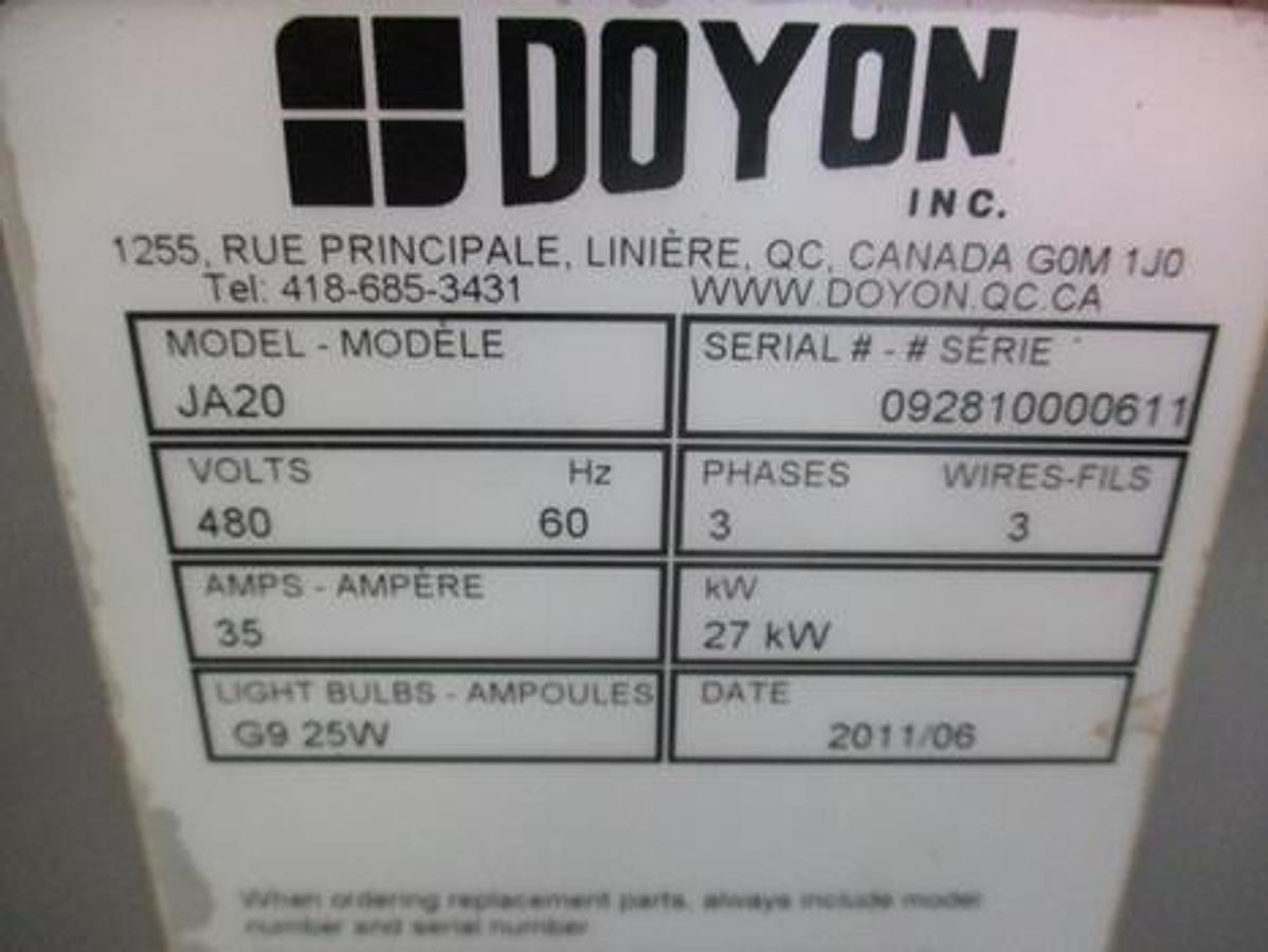 Used Doyon JA 20 Convection oven - 20 pan capacity