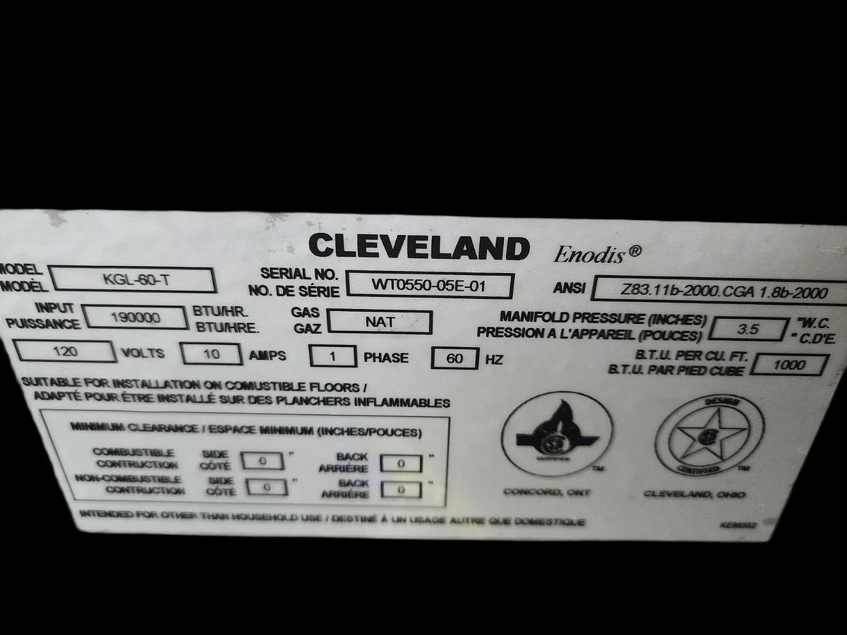 Used Cleveland 60 Gallon Gas Tilting Steam Kettle