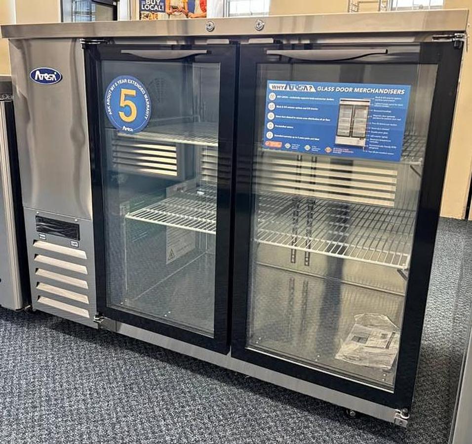 Used Atosa 48'' glass swing door backbar cooler - 2 year warranty - LIKE NEW