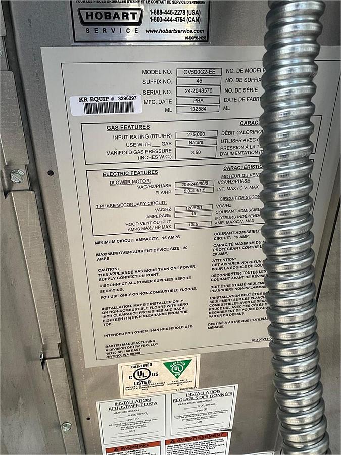 Used 2024 Baxter gas double rack oven - LIKE NEW