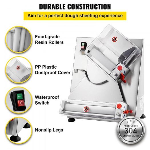 Dough sheeter -  Pizza Dough Roller Sheeter, Max 12" Automatic Commercial Dough Roller