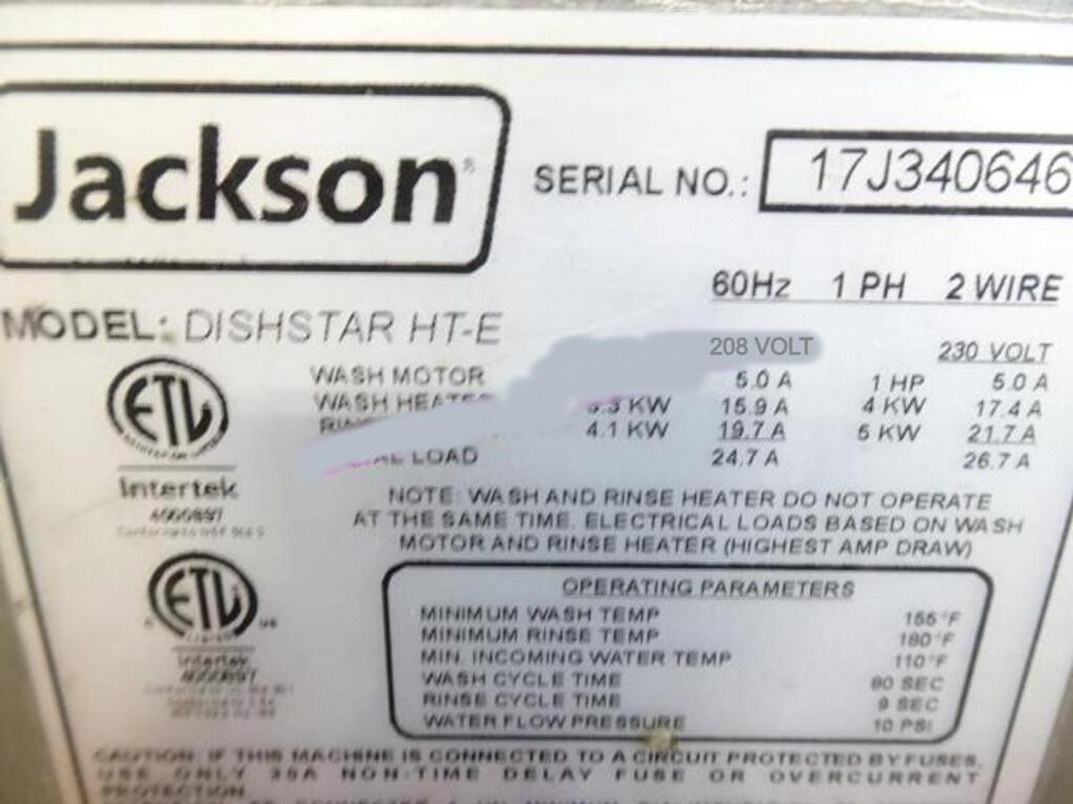 Used JACKSON DISHSTAR HT-E S/S U/C DISHWASHER - HIGH TEMP