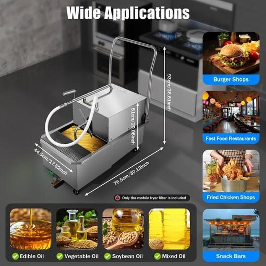 Used Stainless Steel Oil Filter Machine 55L for Commercial Deep Fryer Oil Filtration