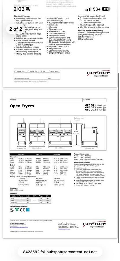 Used Henny Penny OFG 323 -DEEP FRYERS
