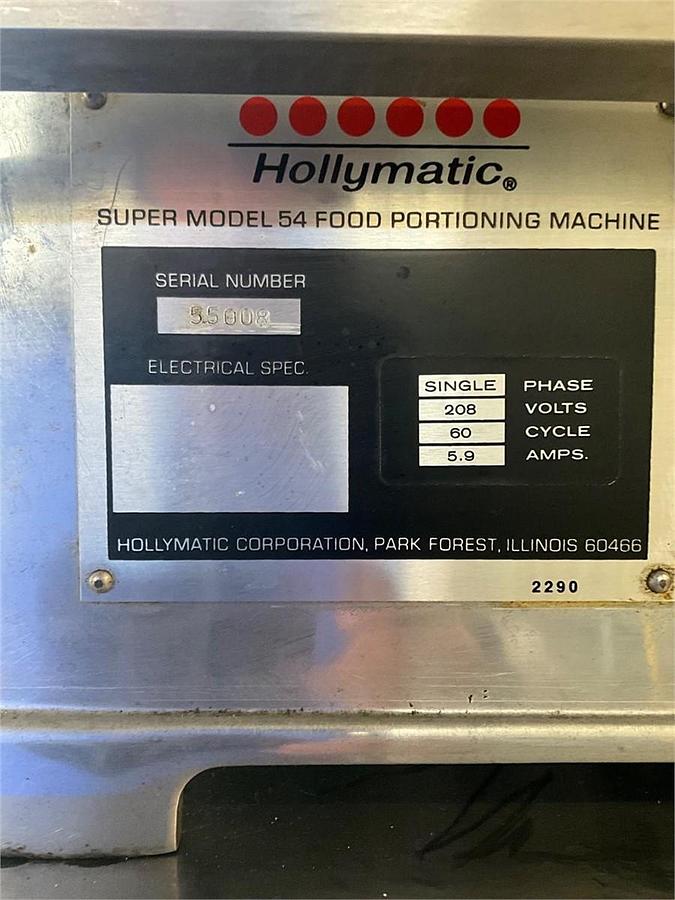 Used Hollymatic Super 54 hamburger patty machine