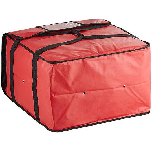 Insulated Pizza Delivery Bag Red Vinyl 20 1/2" x 20 1/2" x 12" - Holds up to (6) 16" or (5) 18" Pizza Boxes