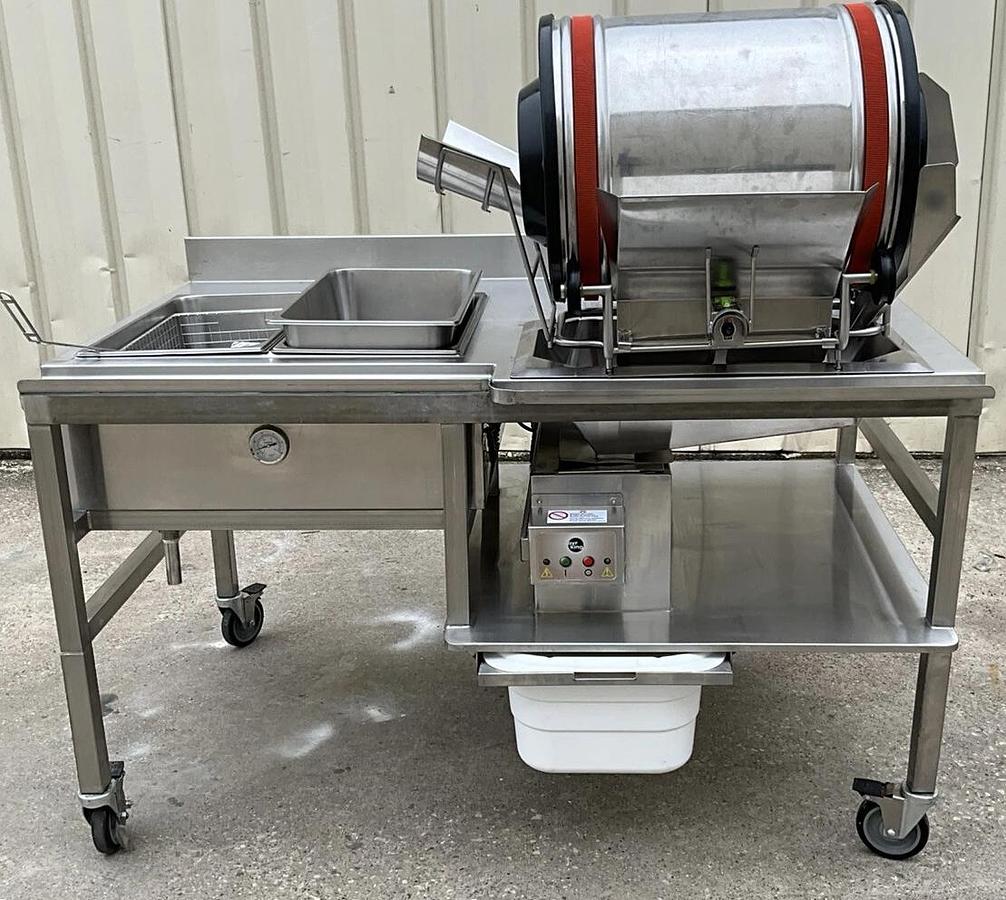 Used Ayrking breading station BBSU ice down with tumbler 5004706 Drum Roll Breader