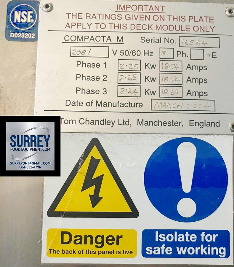 Used Tom Chandley Bakery Deck Ovens - electric 