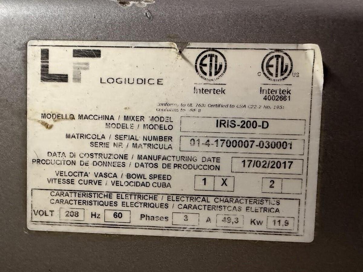Used EMPIRE LOGIUDICE 200 QT SPIRAL MIXER