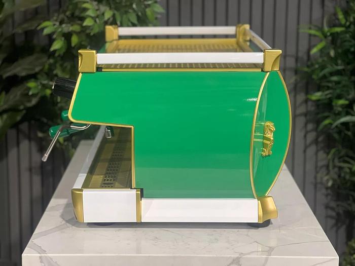 Refurbished LA MARZOCCO GB5 3 GROUP ESPRESSO COFFEE MACHINE GREEN, WHITE & GOLD COMMERCIAL