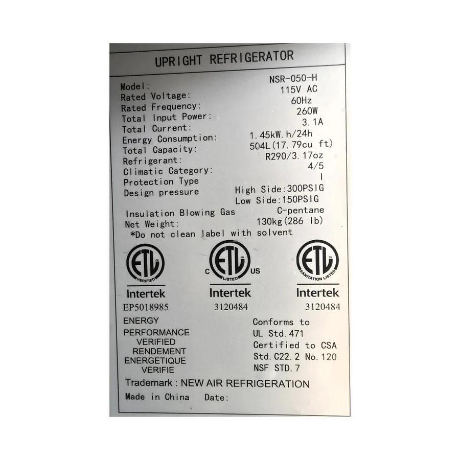 Used New Air NSR-050-H Upright Refrigerator - 1 Solid Door - 27 inch - Cosmetic Scratches on Door -WARRANTY