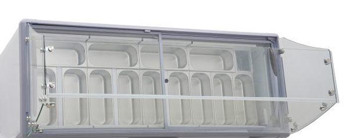 71″ Thirteen Pan Gelato Dipping Cabinet with Flat Sneeze Guard and Pans