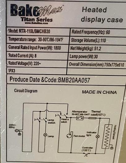 Used Counter top Heated Display Case