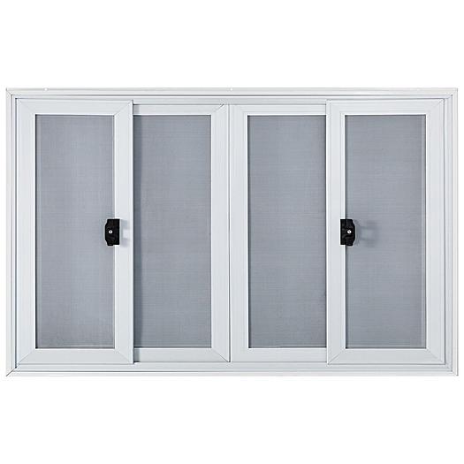 Used 60 x 36" Concession Window  with 4 Horizontal Sliding Screen Windows & Awning Door & Drag Hook, Serving Window for Food Trucks Concession Trailers