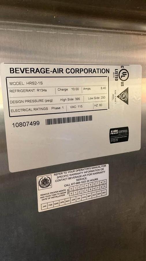 Used Beverage Air 2 door upright refrigerator - SEE VIDEAL