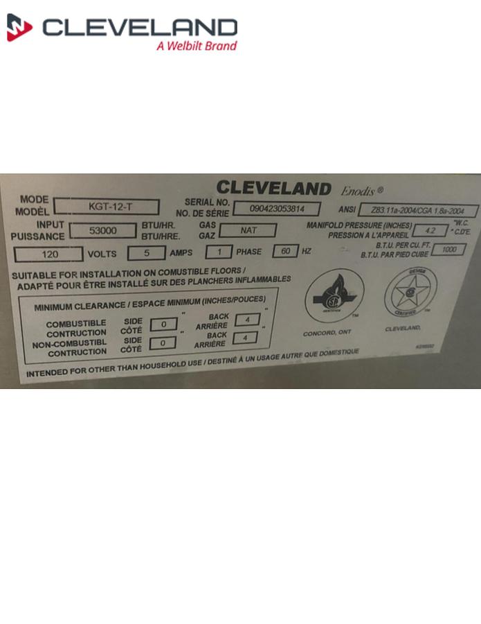 Used Cleveland KGT-12-T Manual Tilt Tilting Natural Gas Skillet Braising Pan