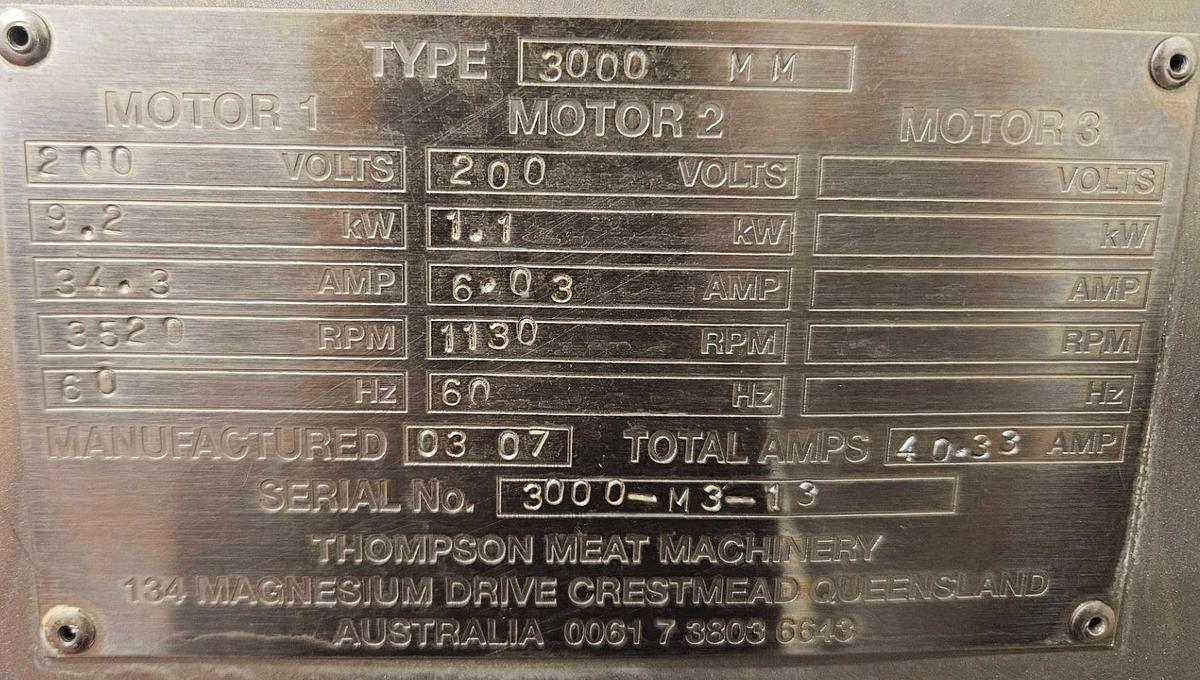 Used Hollymatic 3000 MM Mixer Grinder -10 HORSEPOWER