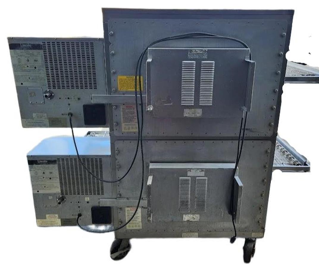 Used Lincoln Impinger 1450 Double Deck Gas Fired Conveyor Pizza Oven - 32" Belt