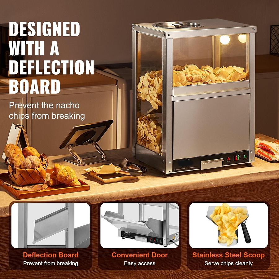 Nacho - peanut - popcorn - potato chips - display warmer