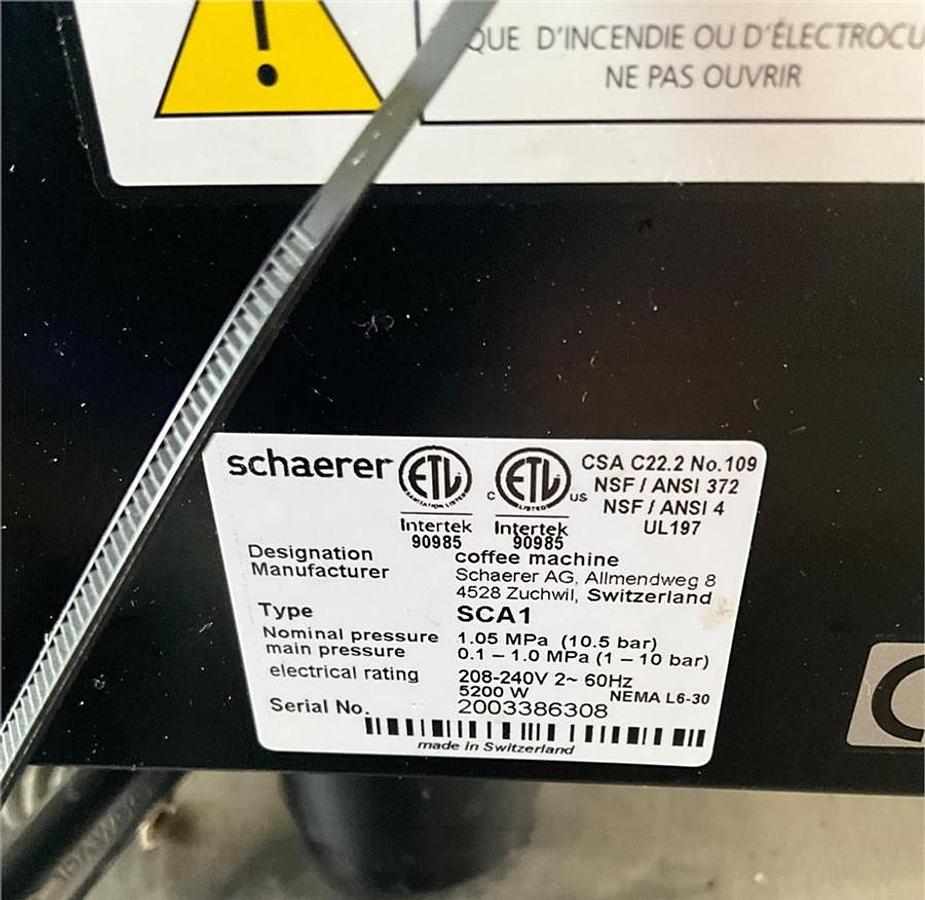 Used Schaerer digital coffee machine - model SCA1