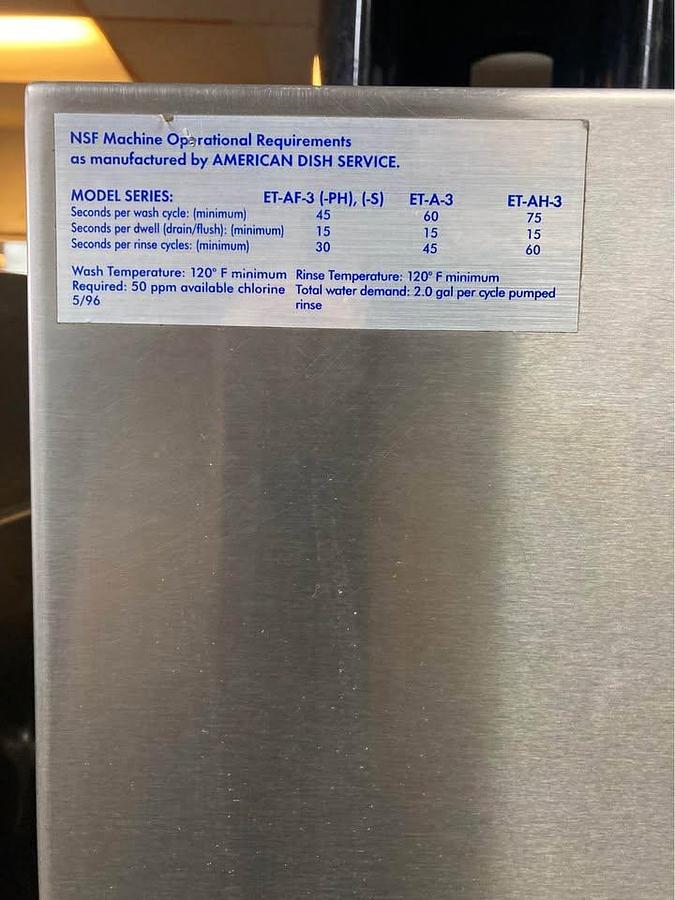 Used ADS Undercounter dishwasher - Low Temp